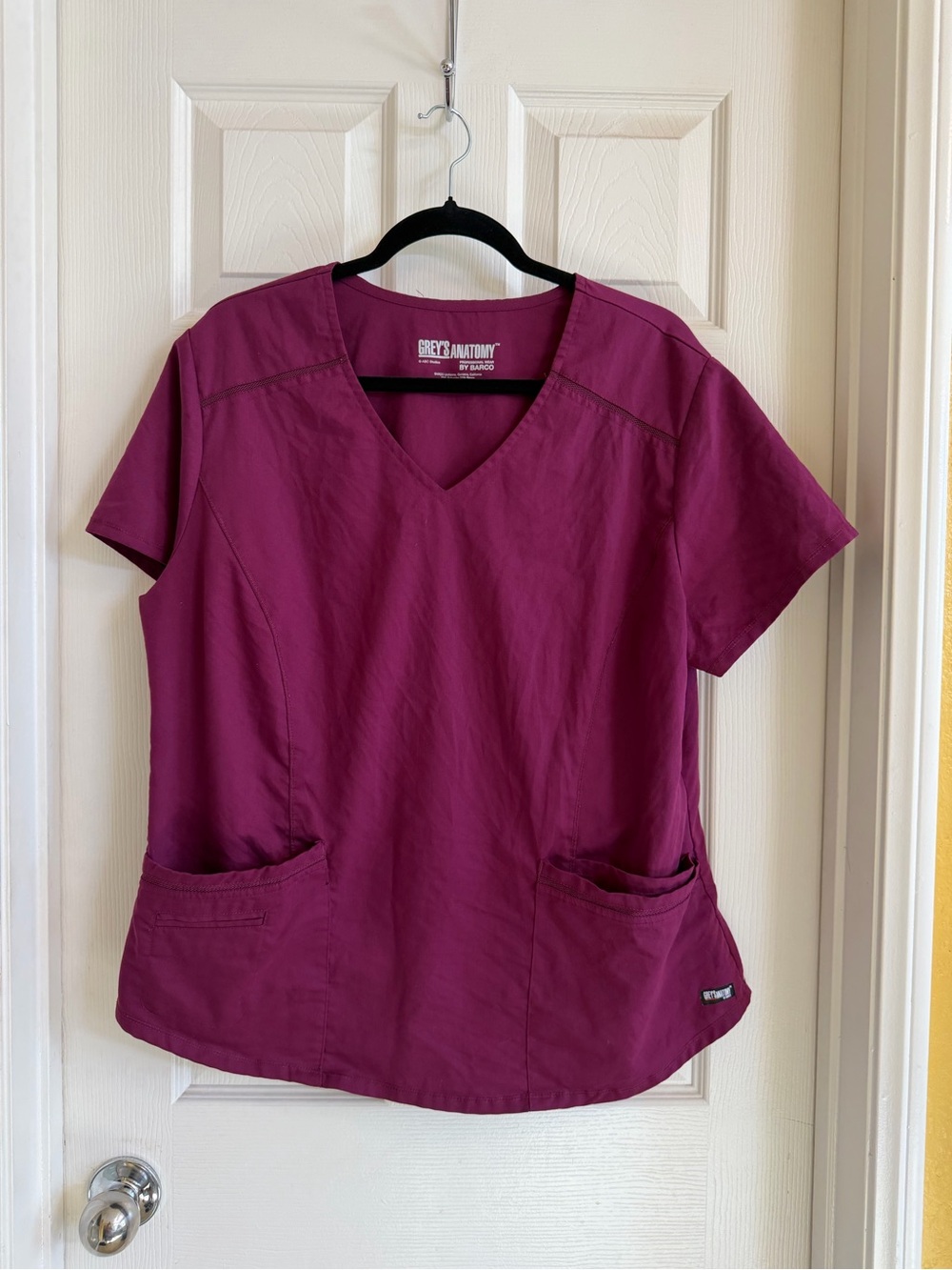 Grey's Anatomy Short Sleeve V-Neck Scrub Top - Plum